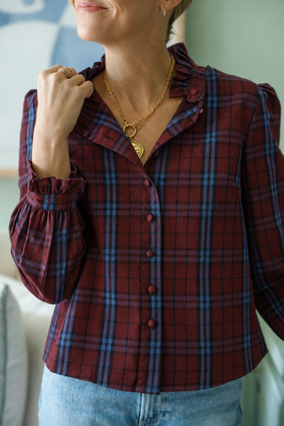 Miller Top in Maroon Sky Plaid