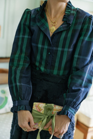 Miller Top in Navy Plaid