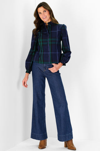 Miller Top in Navy Plaid