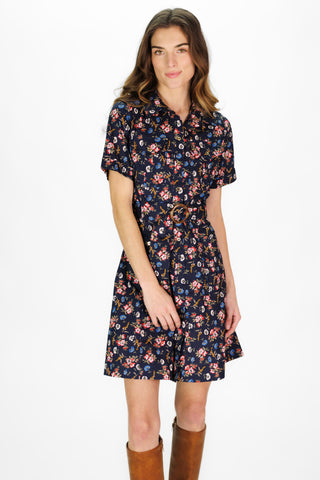 Mini Juna Dress in Navy Floral