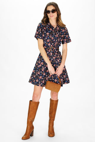 Mini Juna Dress in Navy Floral