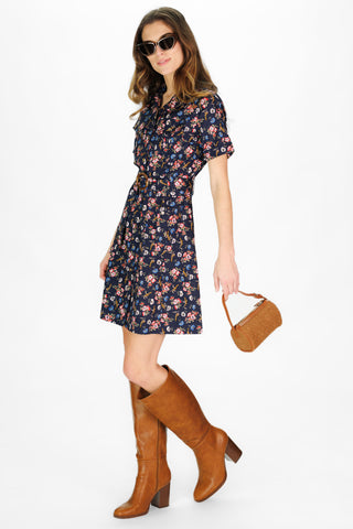 Mini Juna Dress in Navy Floral