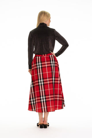 Mira Midi Skirt in Red Plaid