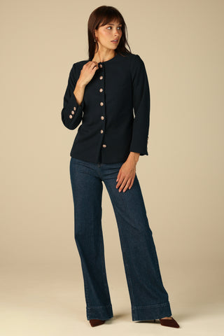 Monaco Jacket in Navy Plush Twill