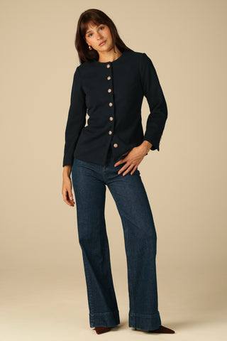 Monaco Jacket in Navy Plush Twill