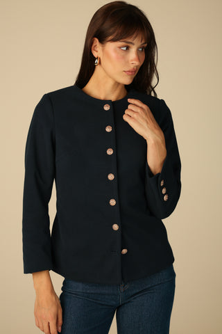 Monaco Jacket in Navy Plush Twill