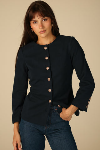 Monaco Jacket in Navy Plush Twill