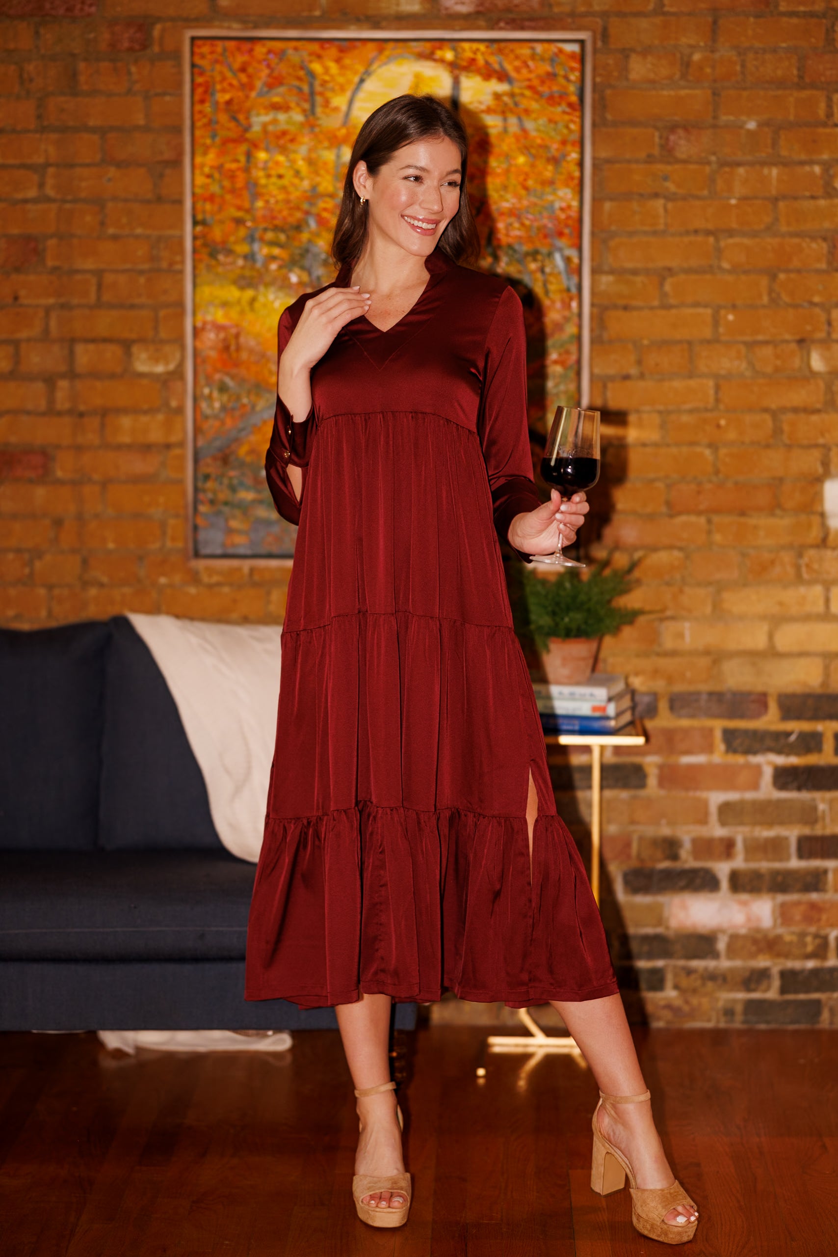 stretch satin midi dress Nicoletta - NBM1048