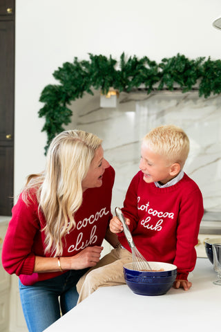 Duffield Lane x Northern Classics Kids Hot Cocoa Club Crew Neck Sweater in Red