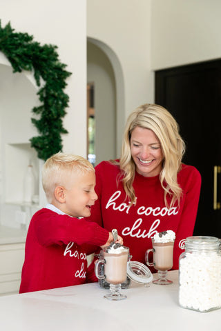 Duffield Lane x Northern Classics Hot Cocoa Club Crew Neck Sweater in Red