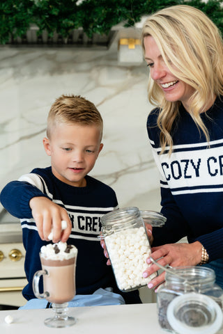 Duffield Lane x Northern Classics Kids Cozy Crew Neck Sweater in Navy