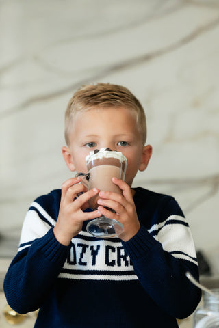 Duffield Lane x Northern Classics Kids Cozy Crew Neck Sweater in Navy