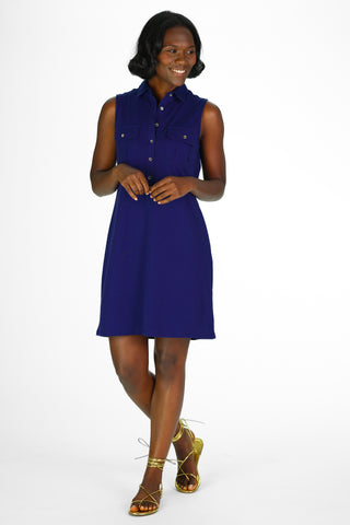 Pique Opal Dress in Royal Navy