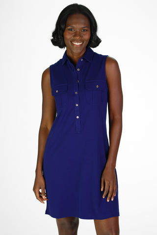 Pique Opal Dress in Royal Navy