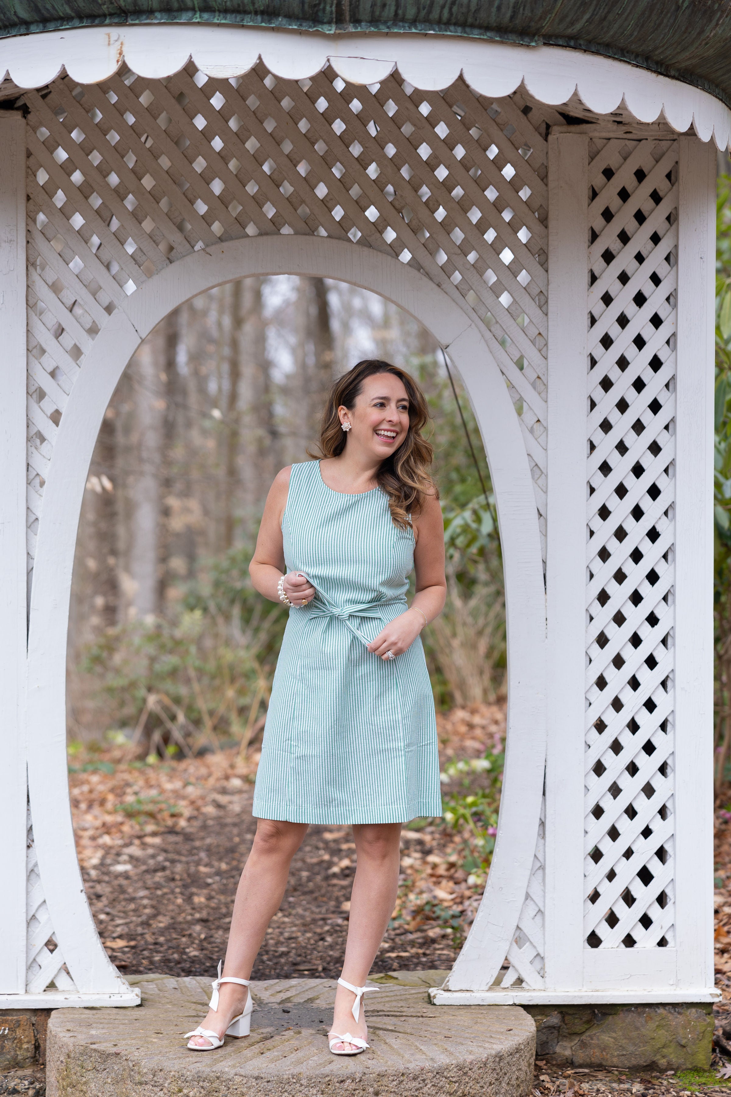 The Kalyn Dress in Green Seersucker The Kalyn Dress in Green Seersucker