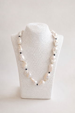 Southern Marc Freshwater Baroque Pearl Necklace With Navy