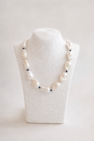 Southern Marc Freshwater Baroque Pearl Necklace With Navy