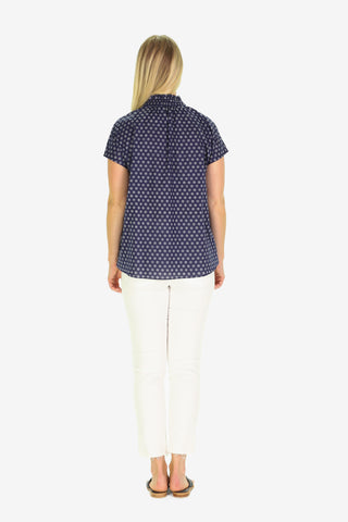 The Pepper Popover in Navy Sketched Dot