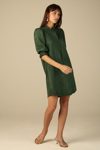 Percy Popover Dress in Spruce Suede