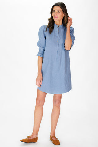 Percy Popover Dress in Chambray Stretch Denim