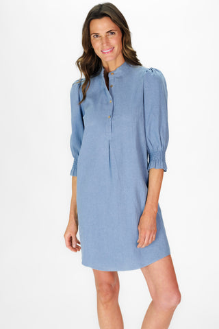 Women's Percy Popover Dress in Chambray Stretch Denim