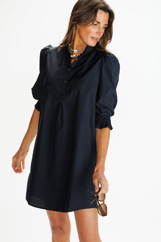 Percy Popover Dress in Navy