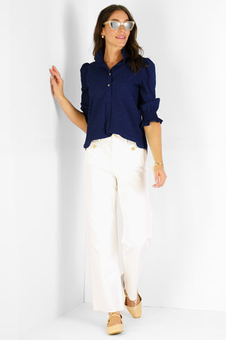 Percy Popover in Navy Eyelet
