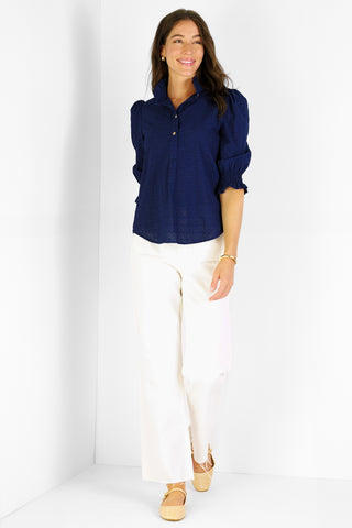 Percy Popover in Navy Eyelet