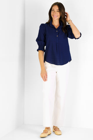 Percy Popover in Navy Eyelet