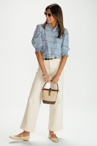 Percy Popover in Sky Blue Windowpane