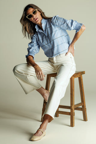 Percy Popover in Sky Blue Windowpane
