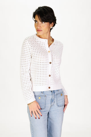 Pointelle Cardigan in White