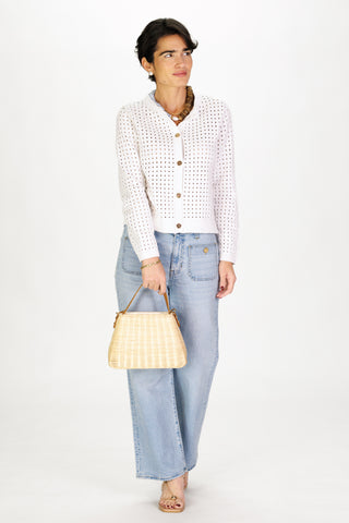 Pointelle Cardigan in White