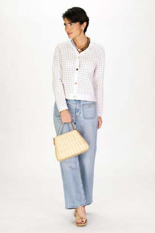Pointelle Cardigan in White