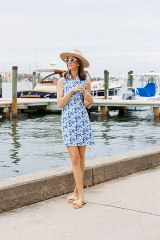 Poppy Dress in Indigo Blooms