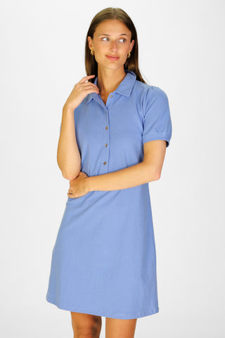 Palmer Polo Dress in Cornflower Blue