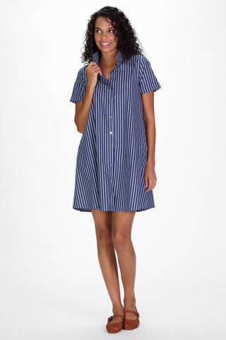 Quinnie Dress in Navy Stacked Stripe