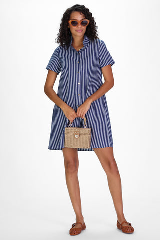 Quinnie Dress in Navy Stacked Stripe