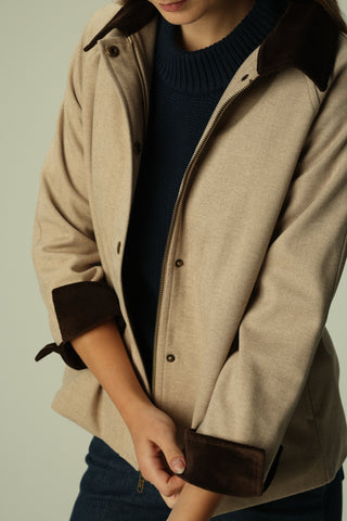 Reid Jacket in Taupe Plush Herringbone
