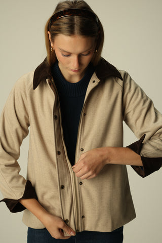 Reid Jacket in Taupe Plush Herringbone