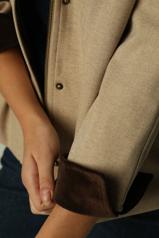 Reid Jacket in Taupe Plush Herringbone