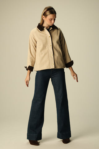 Reid Jacket in Taupe Plush Herringbone