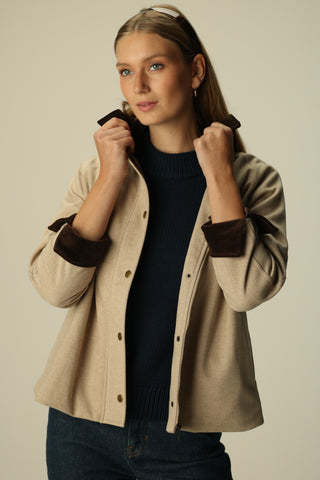 Reid Jacket in Taupe Plush Herringbone