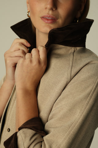 Reid Jacket in Taupe Plush Herringbone