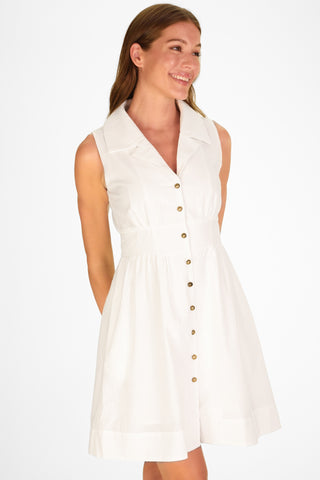 Ridley Dress in White Seersucker