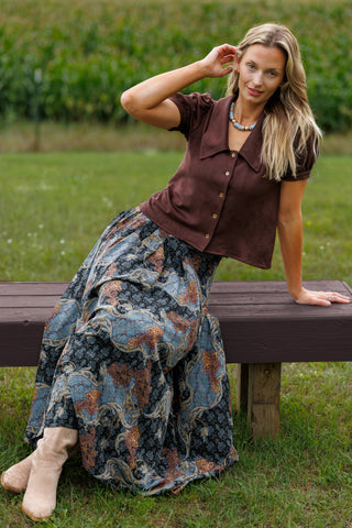 Rowe Top in Chicory Suede