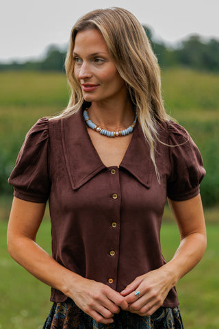 Rowe Top in Chicory Suede