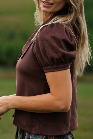 Rowe Top in Chicory Suede