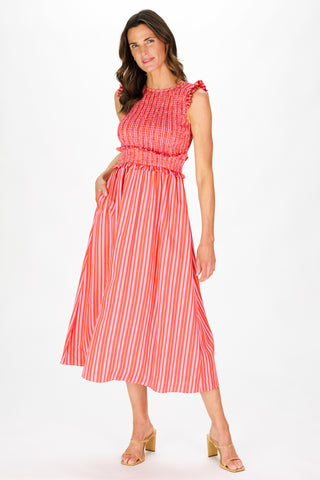 Shiloh Dress in Red & Pink Stripe