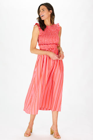 Shiloh Dress in Red & Pink Stripe